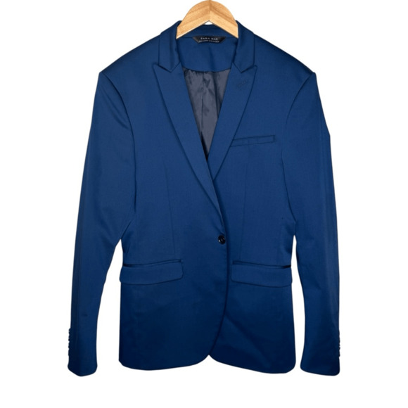 Zara Man Stretch Suit Jacket Blazer - Bluish - Size 40 - Picture 1 of 10